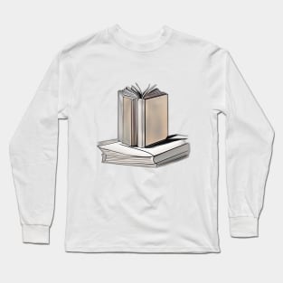 Elegant Open Book Illustration Art No. 462 Long Sleeve T-Shirt